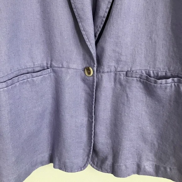 COLDWATER CREEK Lavender Ruched Linen Blazer Jacket Size 18W - Picture 5 of 12